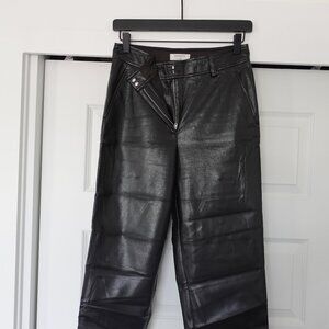Babaton Aritzia Pants Women 6 Black Vegan Faux Leather Command Crop Straight Leg